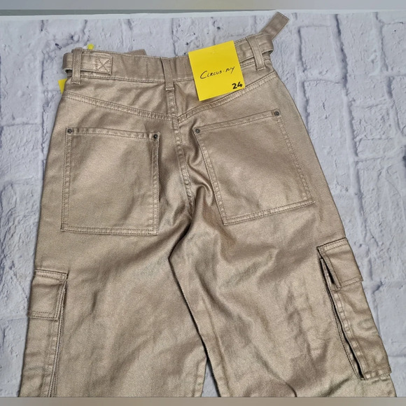 NWT Circus NY Slouchy Cargo Jeans Gold Metallic High waist Wide Leg sz 24 - Picture 12 of 16
